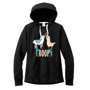 Cute Llama Love Boop Valentines Day Playful Gift Women's Fleece Hoodie