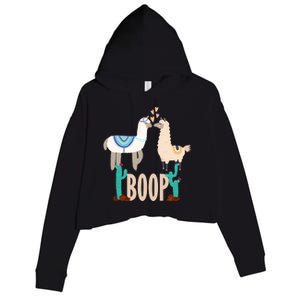 Cute Llama Love Boop Valentines Day Playful Gift Crop Fleece Hoodie