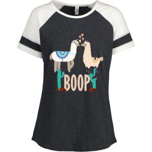 Cute Llama Love Boop Valentines Day Playful Gift Enza Ladies Jersey Colorblock Tee