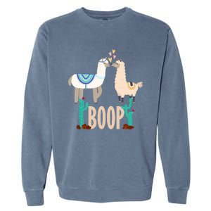 Cute Llama Love Boop Valentines Day Playful Gift Garment-Dyed Sweatshirt