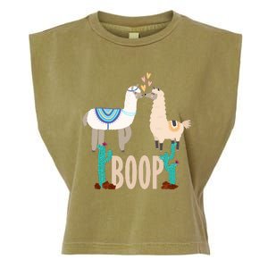 Cute Llama Love Boop Valentines Day Playful Gift Garment-Dyed Women's Muscle Tee