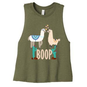 Cute Llama Love Boop Valentines Day Playful Gift Women's Racerback Cropped Tank