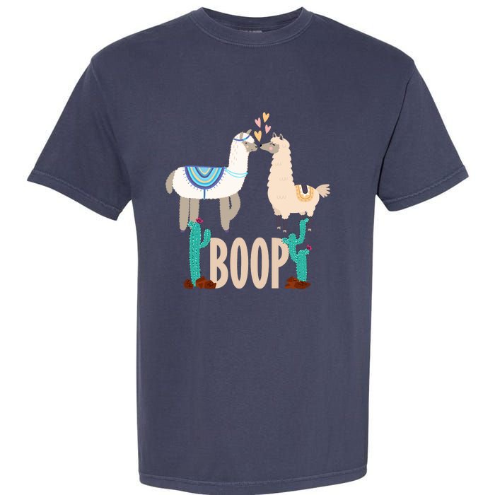 Cute Llama Love Boop Valentines Day Playful Gift Garment-Dyed Heavyweight T-Shirt