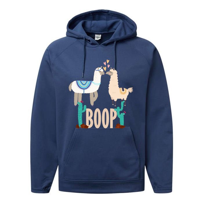 Cute Llama Love Boop Valentines Day Playful Gift Performance Fleece Hoodie