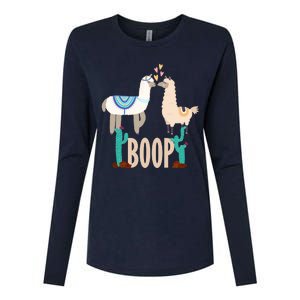 Cute Llama Love Boop Valentines Day Playful Gift Womens Cotton Relaxed Long Sleeve T-Shirt