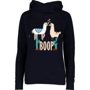 Cute Llama Love Boop Valentines Day Playful Gift Womens Funnel Neck Pullover Hood