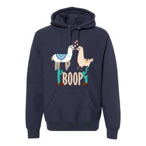 Cute Llama Love Boop Valentines Day Playful Gift Premium Hoodie