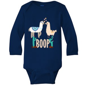 Cute Llama Love Boop Valentines Day Playful Gift Baby Long Sleeve Bodysuit