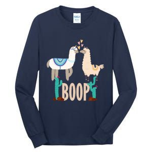 Cute Llama Love Boop Valentines Day Playful Gift Tall Long Sleeve T-Shirt