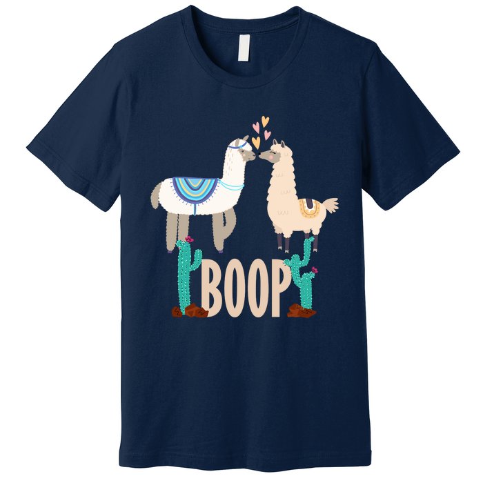 Cute Llama Love Boop Valentines Day Playful Gift Premium T-Shirt