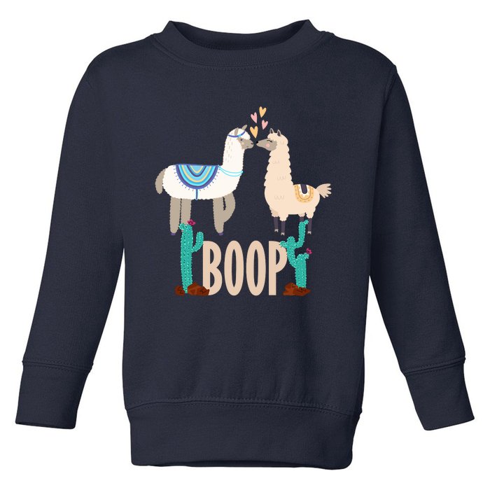 Cute Llama Love Boop Valentines Day Playful Gift Toddler Sweatshirt