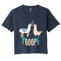 Cute Llama Love Boop Valentines Day Playful Gift Women's Crop Top Tee