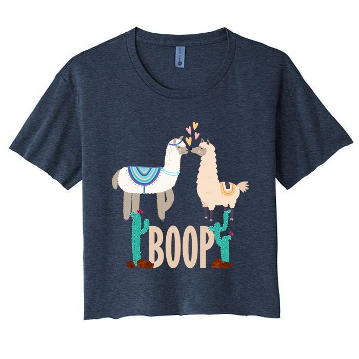 Cute Llama Love Boop Valentines Day Playful Gift Women's Crop Top Tee