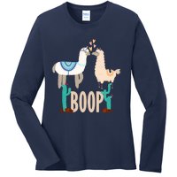 Cute Llama Love Boop Valentines Day Playful Gift Ladies Long Sleeve Shirt