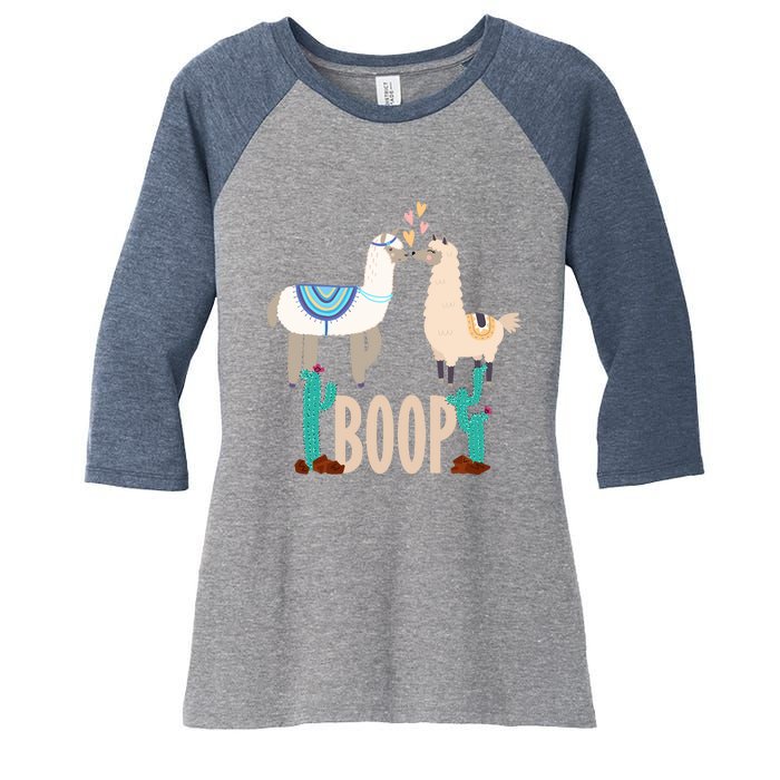 Cute Llama Love Boop Valentines Day Playful Gift Women's Tri-Blend 3/4-Sleeve Raglan Shirt