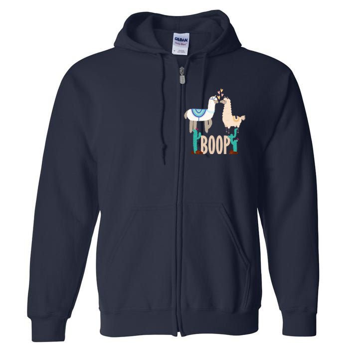 Cute Llama Love Boop Valentines Day Playful Gift Full Zip Hoodie