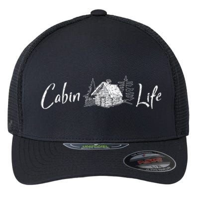 Cabin Life Log Cabin Gift Flexfit Unipanel Trucker Cap