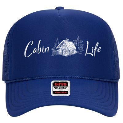 Cabin Life Log Cabin Gift High Crown Mesh Back Trucker Hat