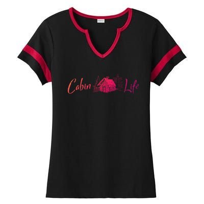 Cabin Life Log Cabin Gift Ladies Halftime Notch Neck Tee