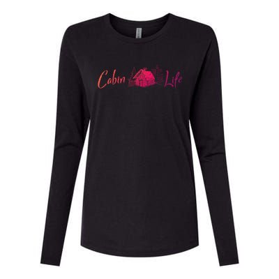 Cabin Life Log Cabin Gift Womens Cotton Relaxed Long Sleeve T-Shirt