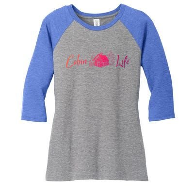 Cabin Life Log Cabin Gift Women's Tri-Blend 3/4-Sleeve Raglan Shirt