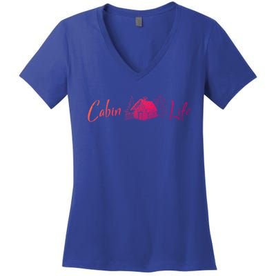 Cabin Life Log Cabin Gift Women's V-Neck T-Shirt