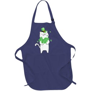 Cat Leprechaun Lover Shamrock St Patrick's Day Full-Length Apron With Pockets