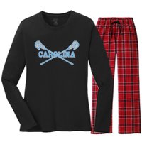 Carolina Lacrosse Lax Sticks Women's Long Sleeve Flannel Pajama Set 