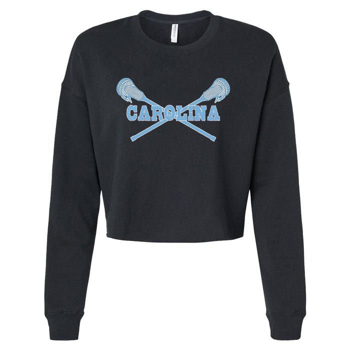 Carolina Lacrosse Lax Sticks Cropped Pullover Crew