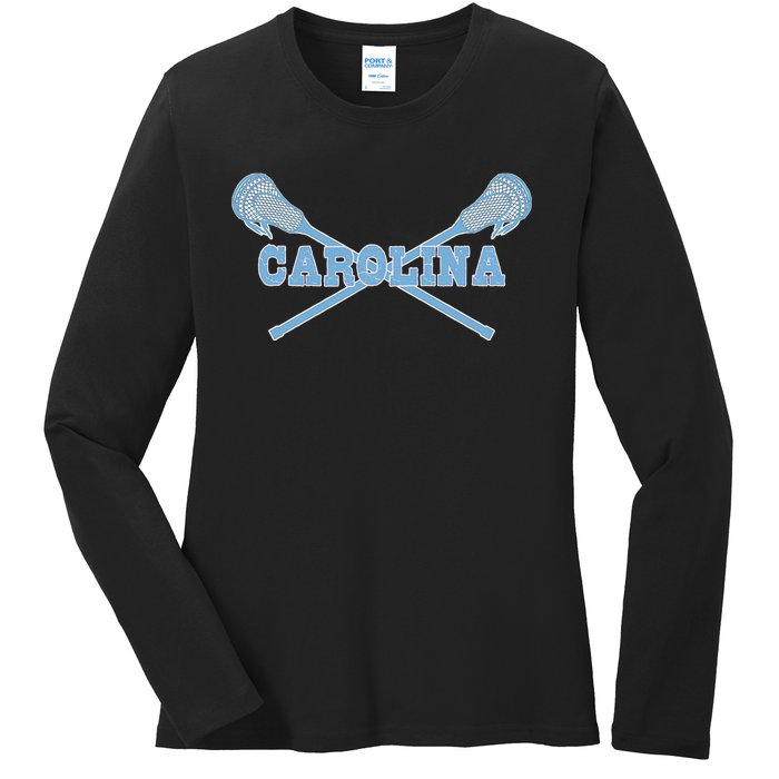 Carolina Lacrosse Lax Sticks Ladies Long Sleeve Shirt