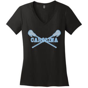 Carolina Lacrosse Lax Sticks Women's V-Neck T-Shirt