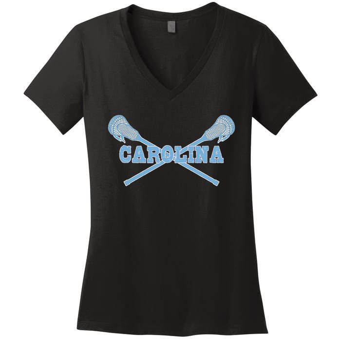 Carolina Lacrosse Lax Sticks Women's V-Neck T-Shirt