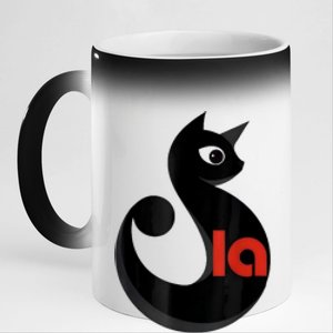 Comma La La Cat  Comma La 11oz Black Color Changing Mug