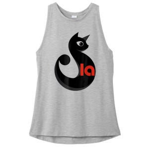 Comma La La Cat  Comma La Ladies PosiCharge Tri-Blend Wicking Tank