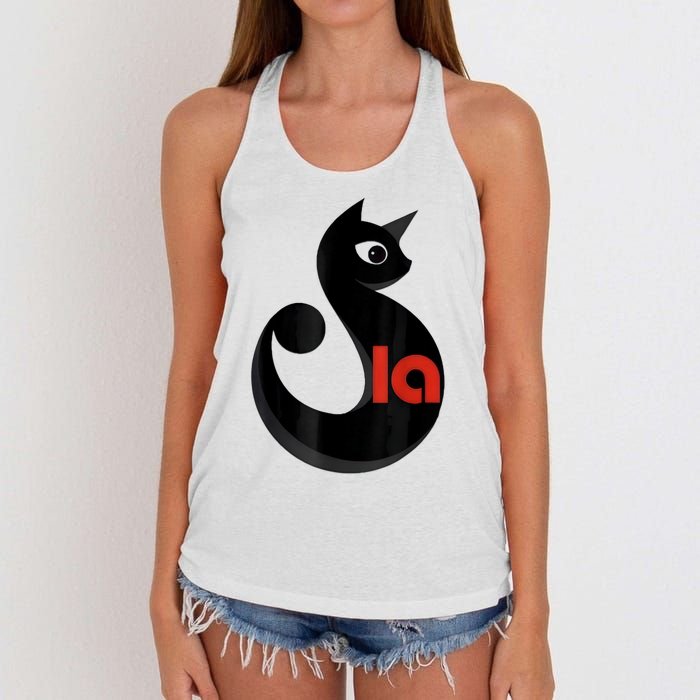 Comma La La Cat  Comma La Women's Knotted Racerback Tank