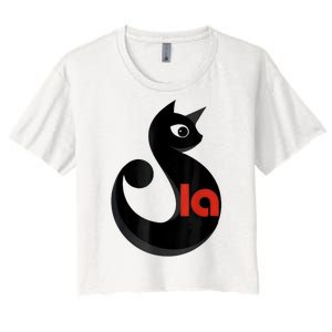 Comma La La Cat  Comma La Women's Crop Top Tee