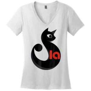 Comma La La Cat  Comma La Women's V-Neck T-Shirt