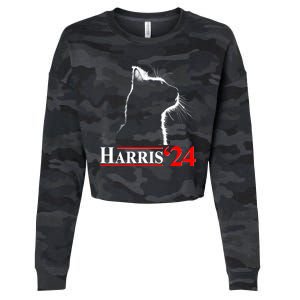 Cat Lady Ladies For Kamala Harris 2024 Cropped Pullover Crew