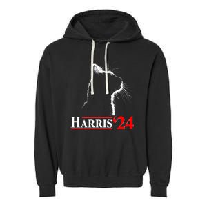 Cat Lady Ladies For Kamala Harris 2024 Garment-Dyed Fleece Hoodie