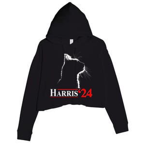 Cat Lady Ladies For Kamala Harris 2024 Crop Fleece Hoodie