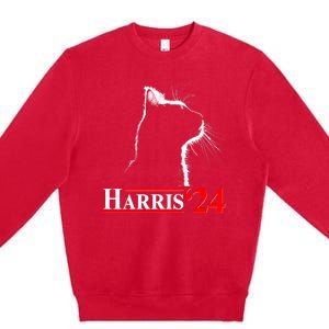 Cat Lady Ladies For Kamala Harris 2024 Premium Crewneck Sweatshirt