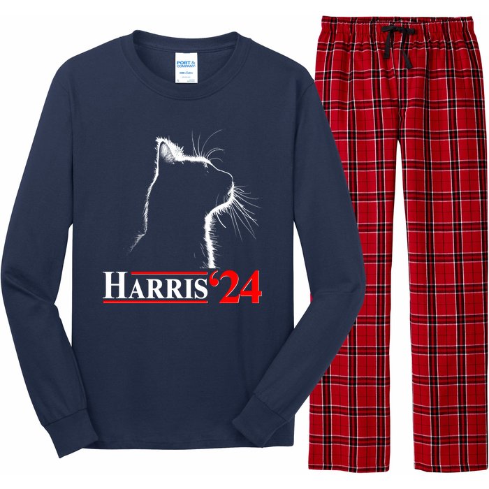 Cat Lady Ladies For Kamala Harris 2024 Long Sleeve Pajama Set