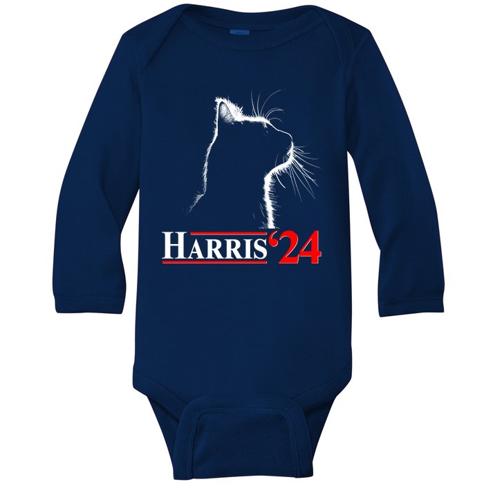 Cat Lady Ladies For Kamala Harris 2024 Baby Long Sleeve Bodysuit