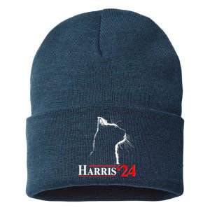 Cat Lady Ladies For Kamala Harris 2024 Sustainable Knit Beanie