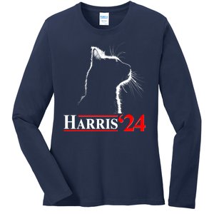 Cat Lady Ladies For Kamala Harris 2024 Ladies Long Sleeve Shirt