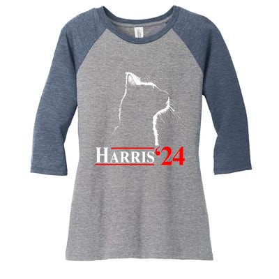 Cat Lady Ladies For Kamala Harris 2024 Women's Tri-Blend 3/4-Sleeve Raglan Shirt