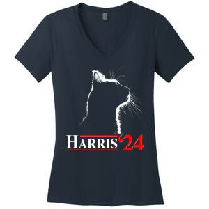 Cat Lady Ladies For Kamala Harris 2024 Women's V-Neck T-Shirt