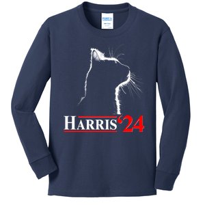 Cat Lady Ladies For Kamala Harris 2024 Kids Long Sleeve Shirt