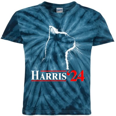 Cat Lady Ladies For Kamala Harris 2024 Kids Tie-Dye T-Shirt