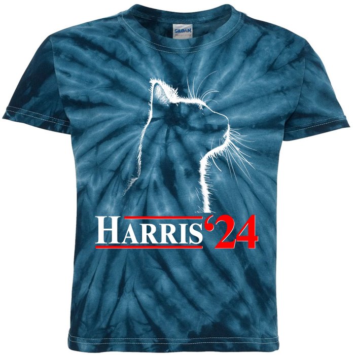 Cat Lady Ladies For Kamala Harris 2024 Kids Tie-Dye T-Shirt